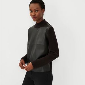 Faux Leather Mixed Media Sweater from Ann Taylor
